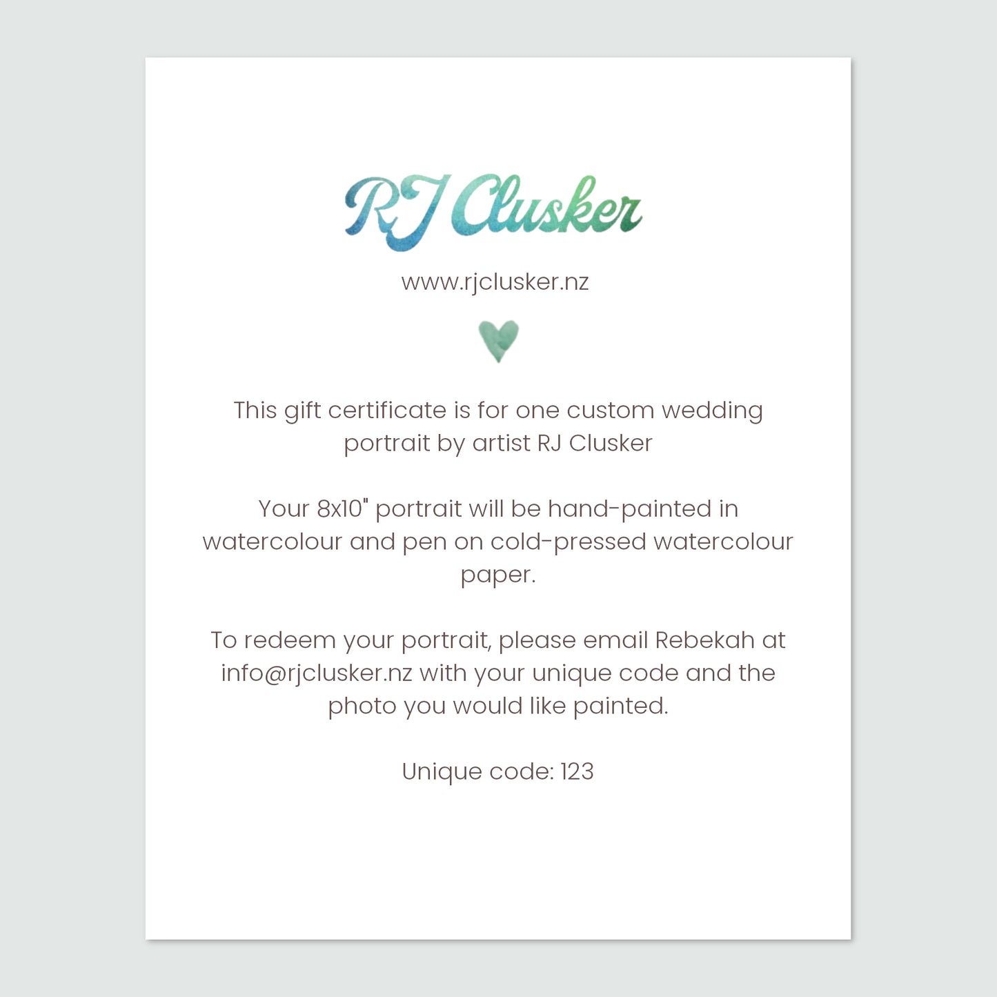 Wedding Portrait Gift Voucher